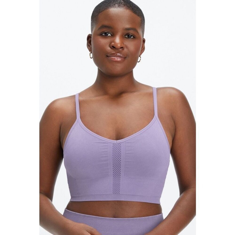 Fabletics Sync Seamless Midi Bralette In Washed Violetta Purple Size L
